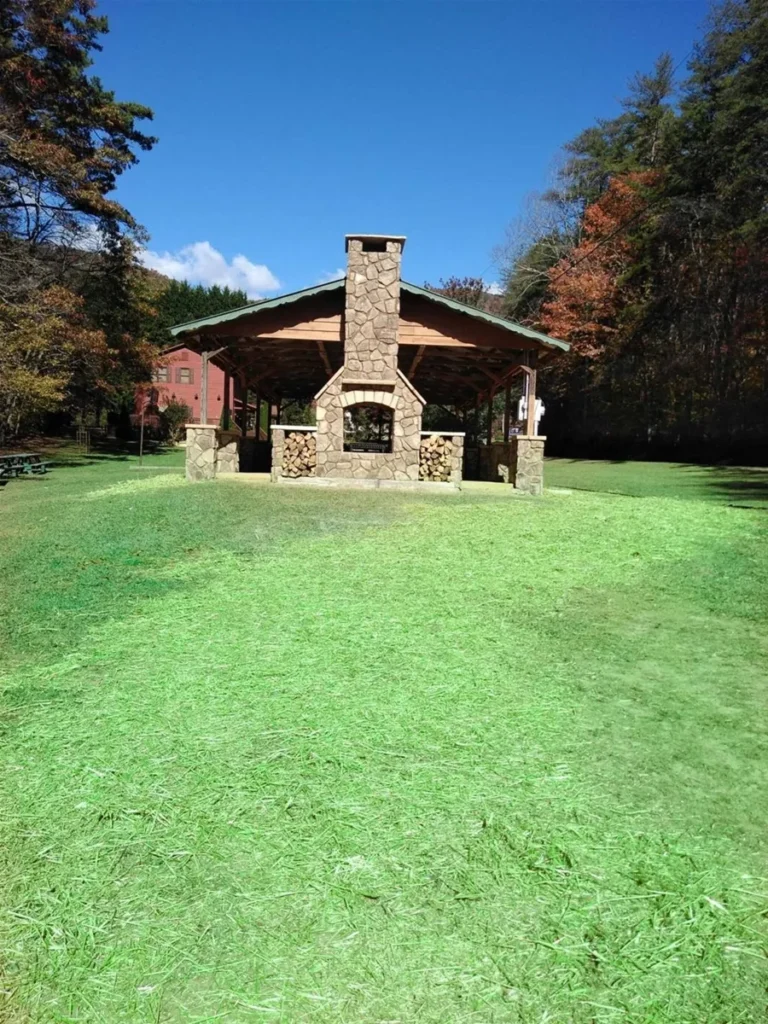 Covered pavilion at Deer Crossing Lodge wedding venue near Helen GA