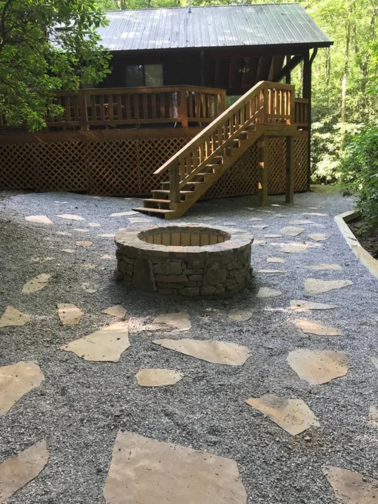 165 Southern Seclusion 4 Fire pit at private creek at Southern Seclusion cabin near Helen GA