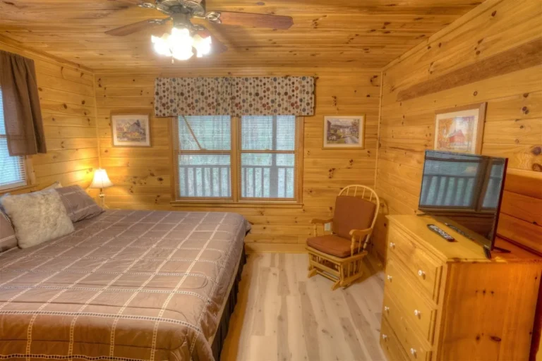 Forest Haven Cabin Bedroom and Rocking Chair near Helen, GA