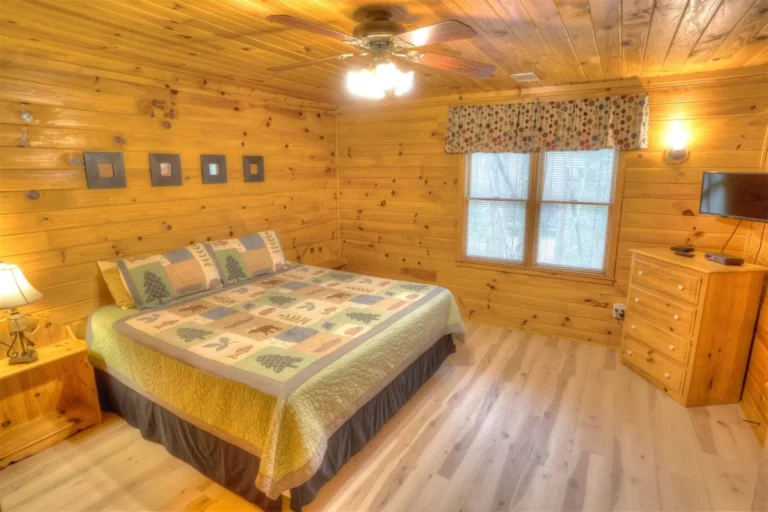 Forest Haven Cabin Bedroom with Dresser near Helen, GA
