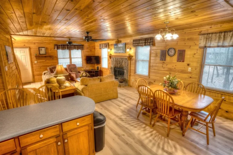 Forest Haven Cabin Living Room from Kitchen near Helen, GA