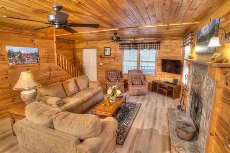 Forest Haven Cabin Living Room Overview near Helen, GA