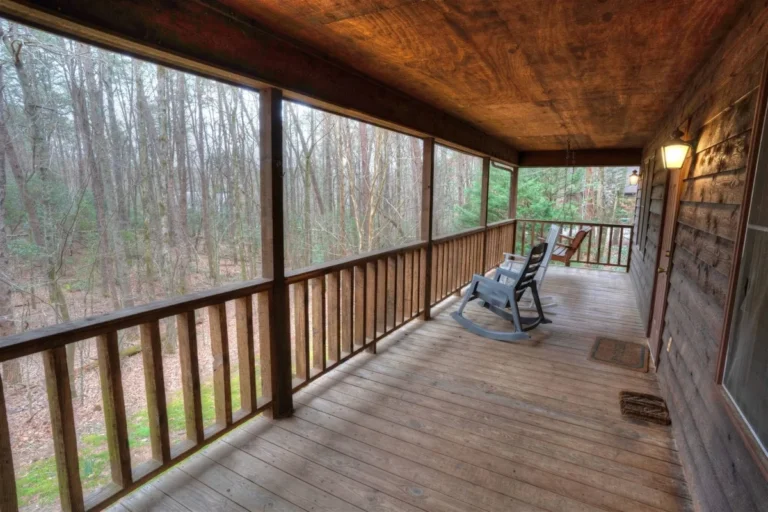 Forest Haven Cabin Porch with Rocking Chairs near Helen, GA