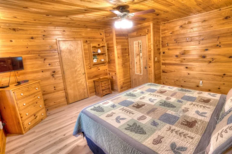 Forest Haven Cabin Wood Paneled Bedroom near Helen, GA